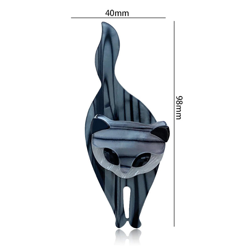 Handgemachte Katzenbrosche aus Acryl im Vintage-Stil