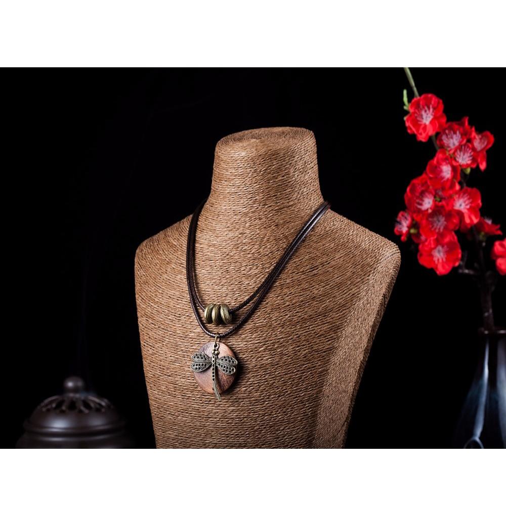 Vintage Holz Libelle Statement Halskette