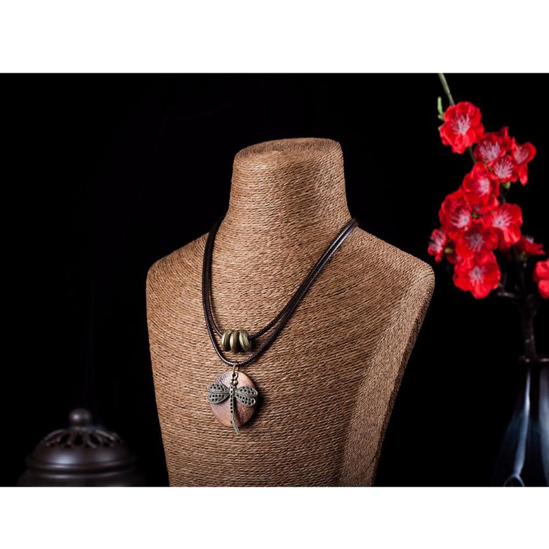 Vintage Holz Libelle Statement Halskette