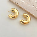 Halbmond-Ohrringe mit glänzendem Finish in Gold, Silber und Rosé (Gebogener Regentropfen)