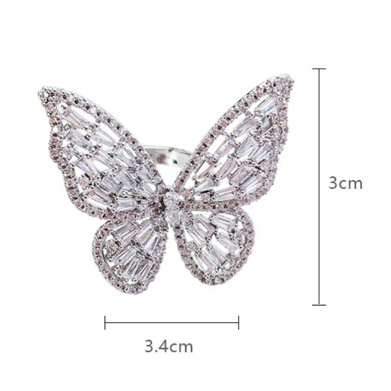 Wunderliche mit Zirkonen verzierte, verstellbare Schmetterlingsringe-Kollektion