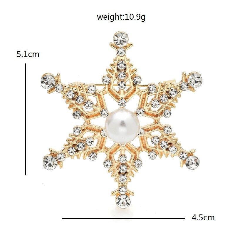 Wintermode Strass Schneeflocken Brosche Pins