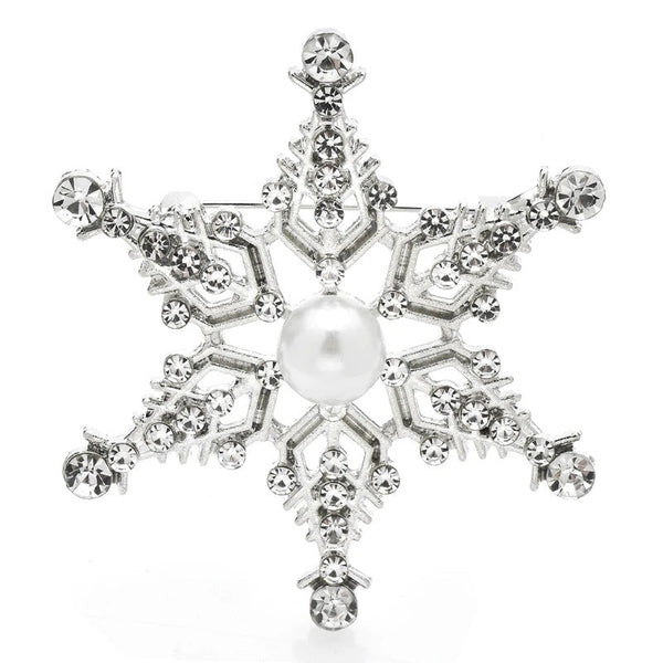 Wintermode Strass Schneeflocken Brosche Pins