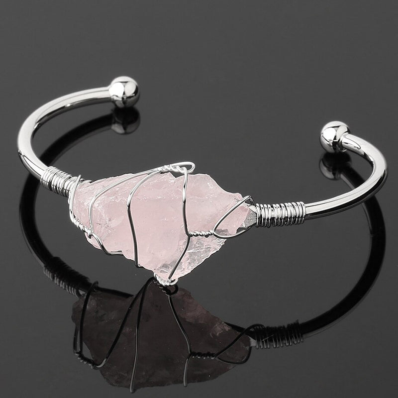 Mit Draht umwickelter Armreif aus natürlichem Heilstein