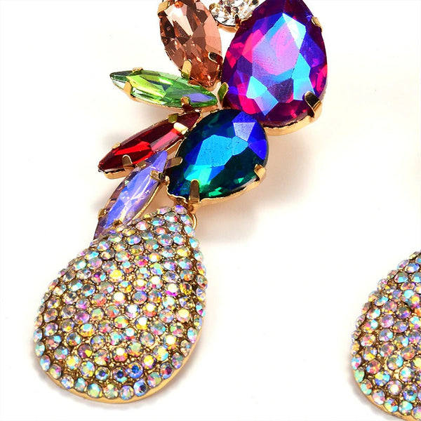 Bunte, baumelnde Ohrringe mit Wassertropfen-Strass für Damen