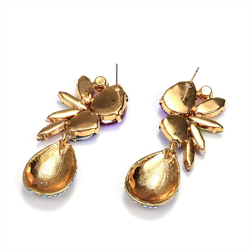 Bunte, baumelnde Ohrringe mit Wassertropfen-Strass für Damen