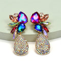 Bunte, baumelnde Ohrringe mit Wassertropfen-Strass für Damen