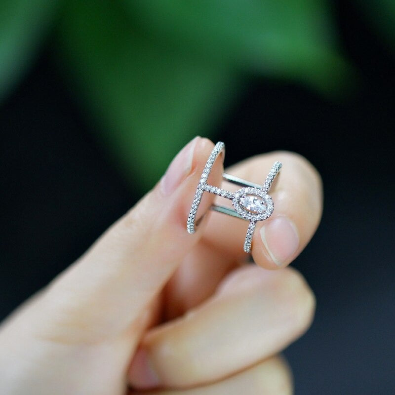 Einzigartige modische doppellagige verstellbare offene Ringe für Damen