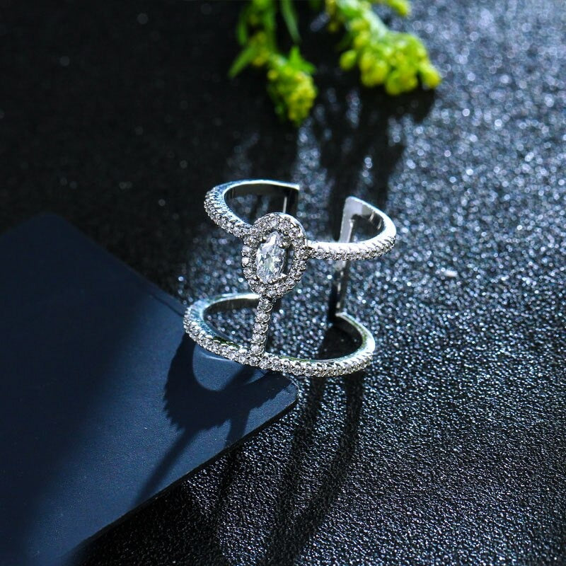 Einzigartige modische doppellagige verstellbare offene Ringe für Damen