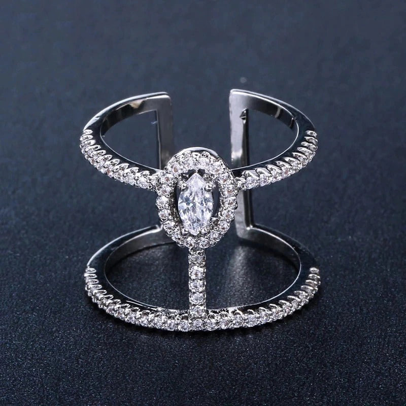 Einzigartige modische doppellagige verstellbare offene Ringe für Damen