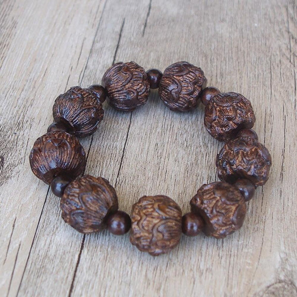 Holzgeschnitztes Lotusblumenarmband