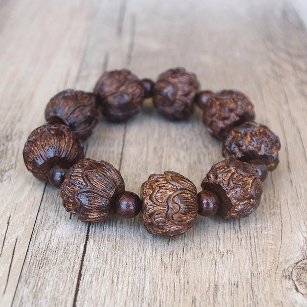 Holzgeschnitztes Lotusblumenarmband