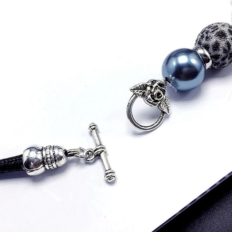 Holzperlen Blatt Anhänger mit Quaste Halskette