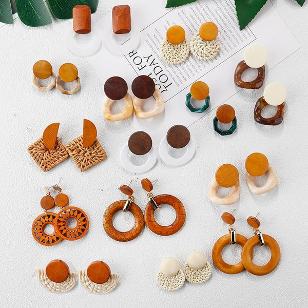 Handgefertigte baumelnde Modeohrringe aus Holz