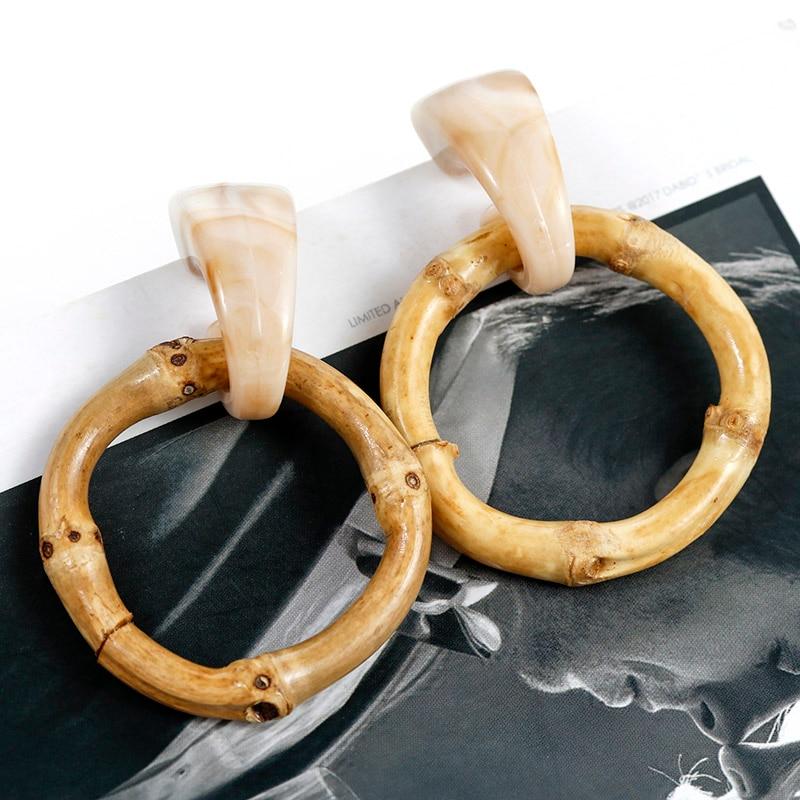 Handgefertigte baumelnde Modeohrringe aus Holz