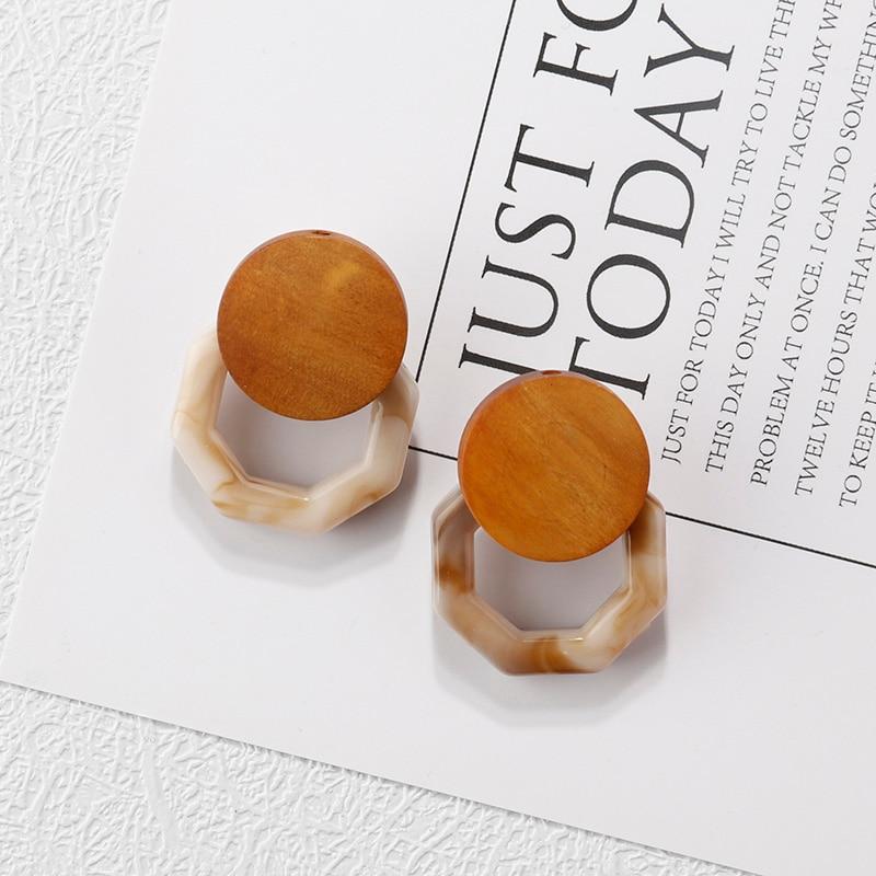 Handgefertigte baumelnde Modeohrringe aus Holz