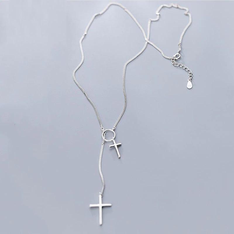 Atemberaubende Halskette mit Y-förmigem Doppelkreuz-Anhänger