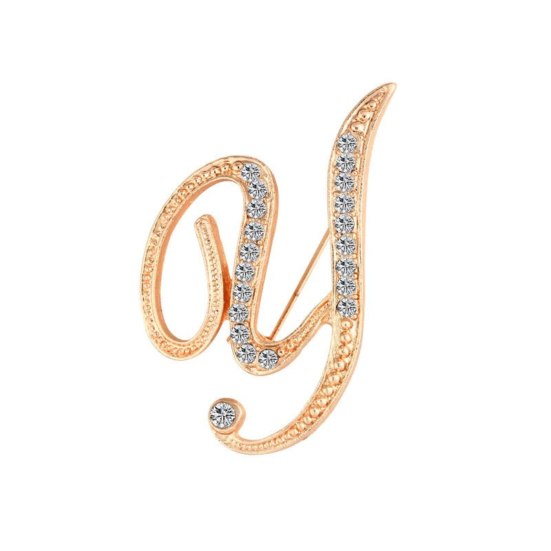 Personalisierte mit Strasssteinen besetzte Broschennadeln mit Anfangsbuchstaben