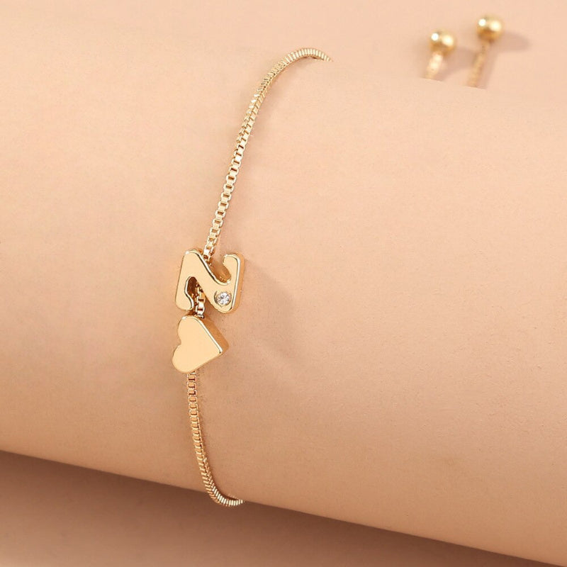 Personalisierte Liebesherz-Anfangsbuchstaben-Armbänder von A-Z