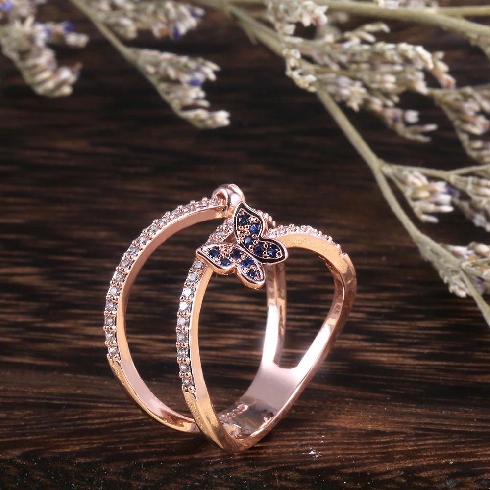 Schmetterlingsförmiger Ring mit Zirkonia