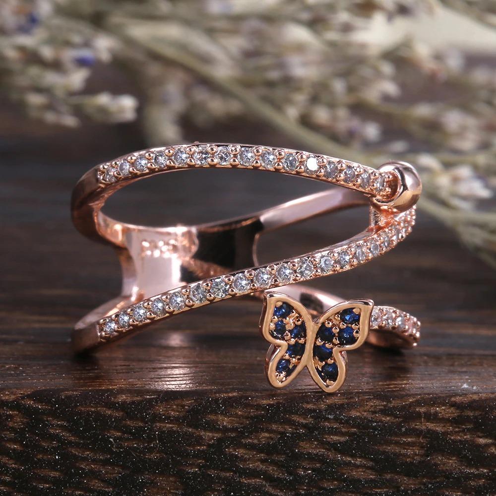 Schmetterlingsförmiger Ring mit Zirkonia