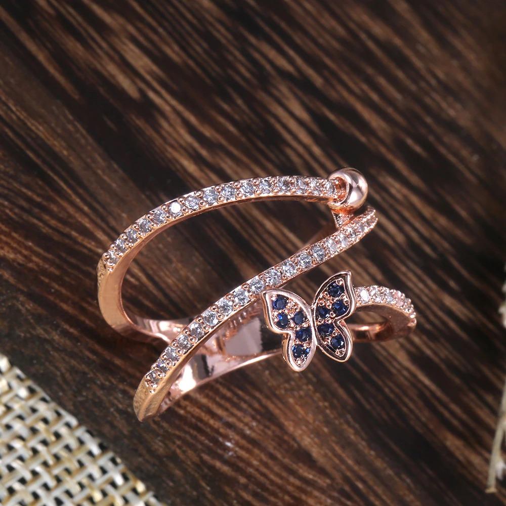 Schmetterlingsförmiger Ring mit Zirkonia