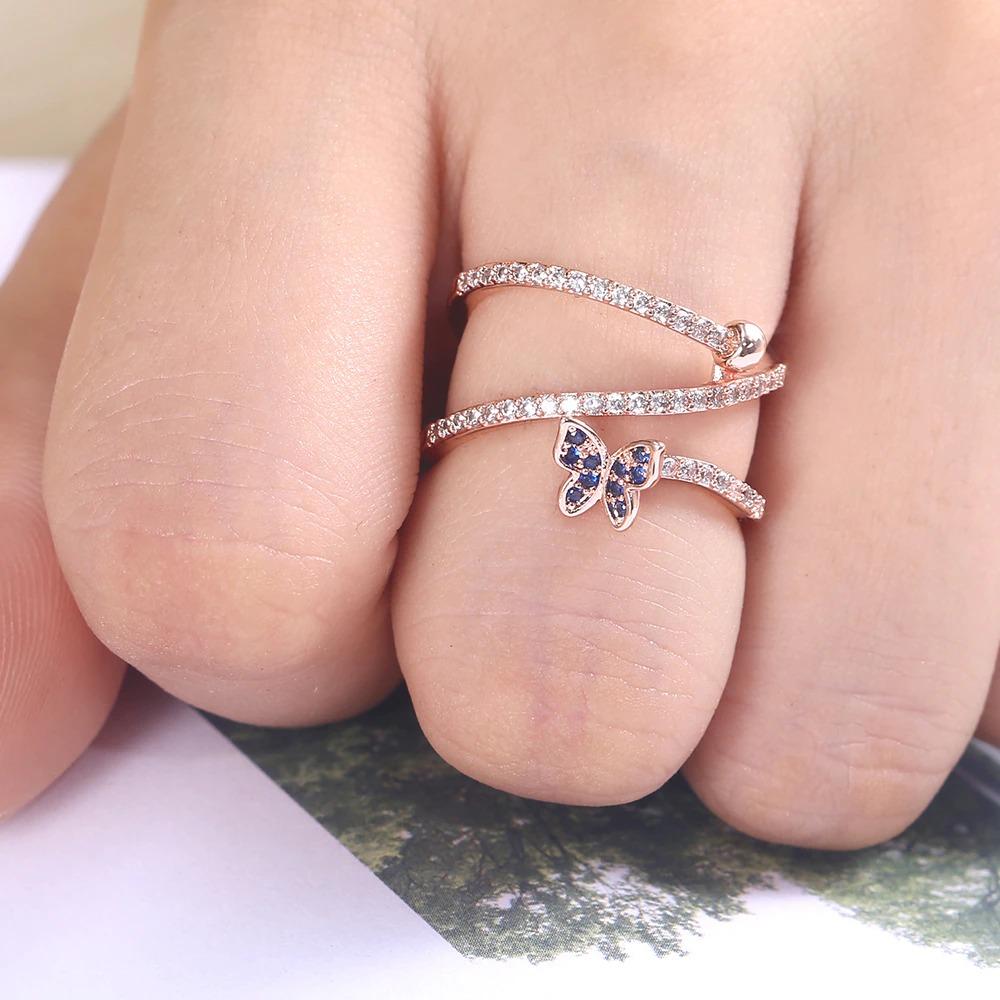 Schmetterlingsförmiger Ring mit Zirkonia