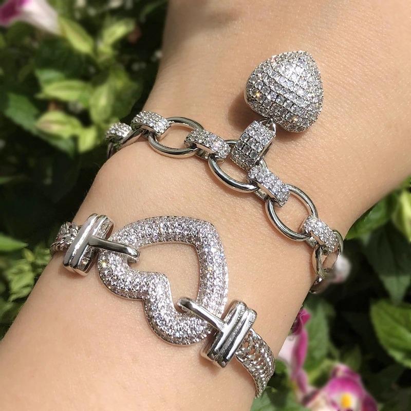 Armband mit Herzanhänger und Zirkonia