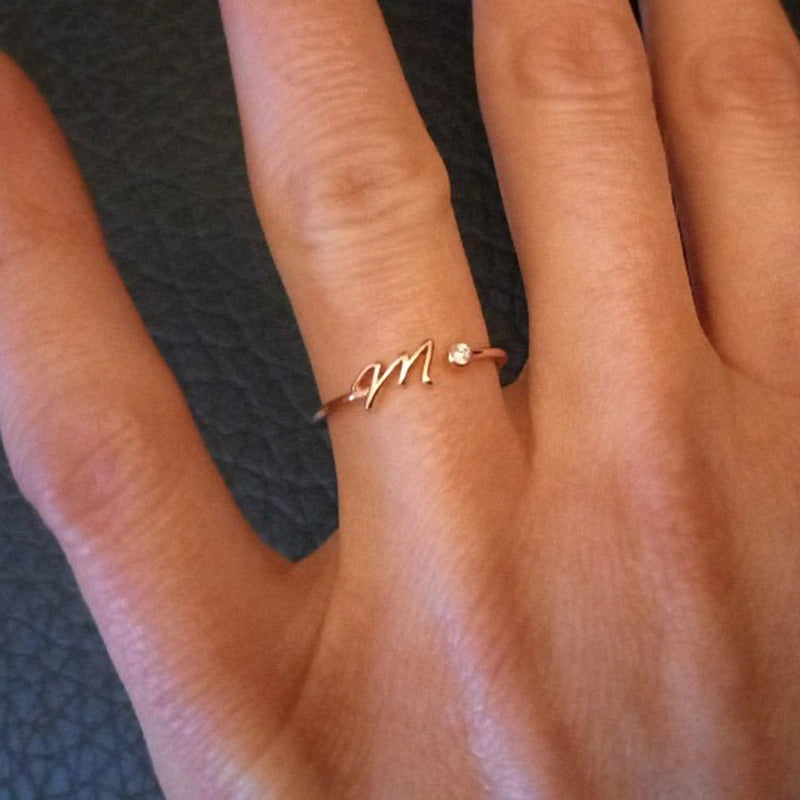 Personalisierte verstellbare offene Ringe mit Anfangsbuchstaben A-Z