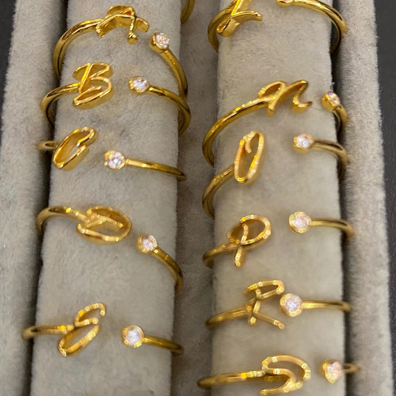 Personalisierte verstellbare offene Ringe mit Anfangsbuchstaben A-Z