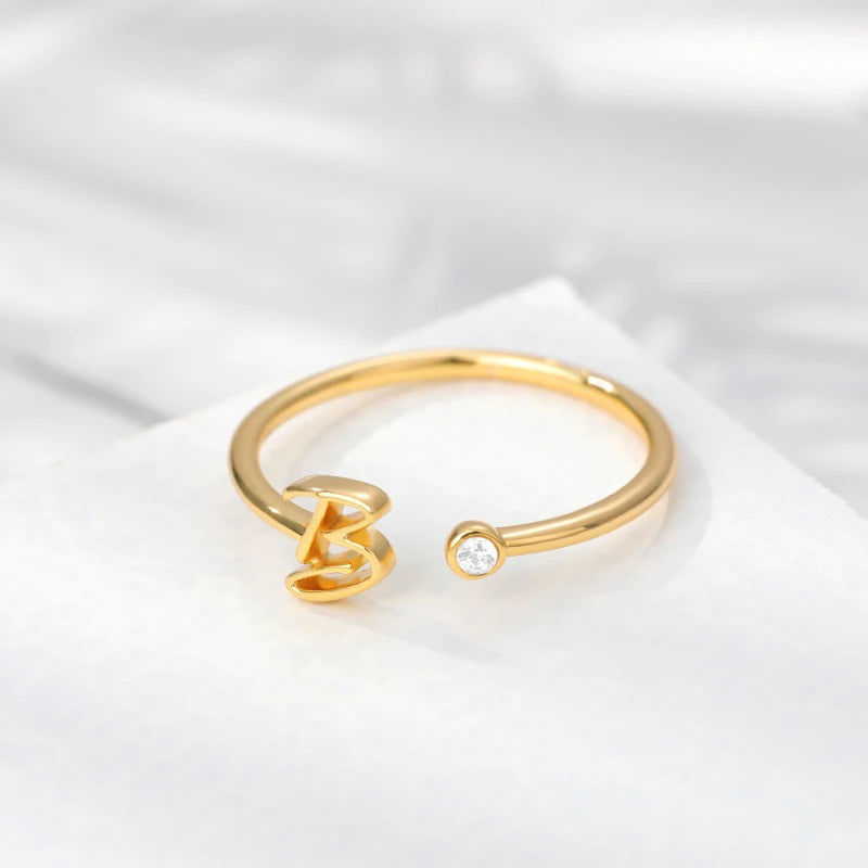 Personalisierte verstellbare offene Ringe mit Anfangsbuchstaben A-Z