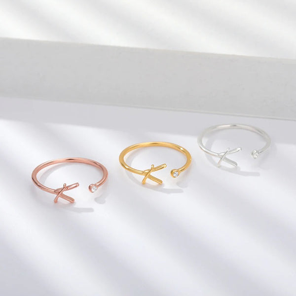 Personalisierte verstellbare offene Ringe mit Anfangsbuchstaben A-Z
