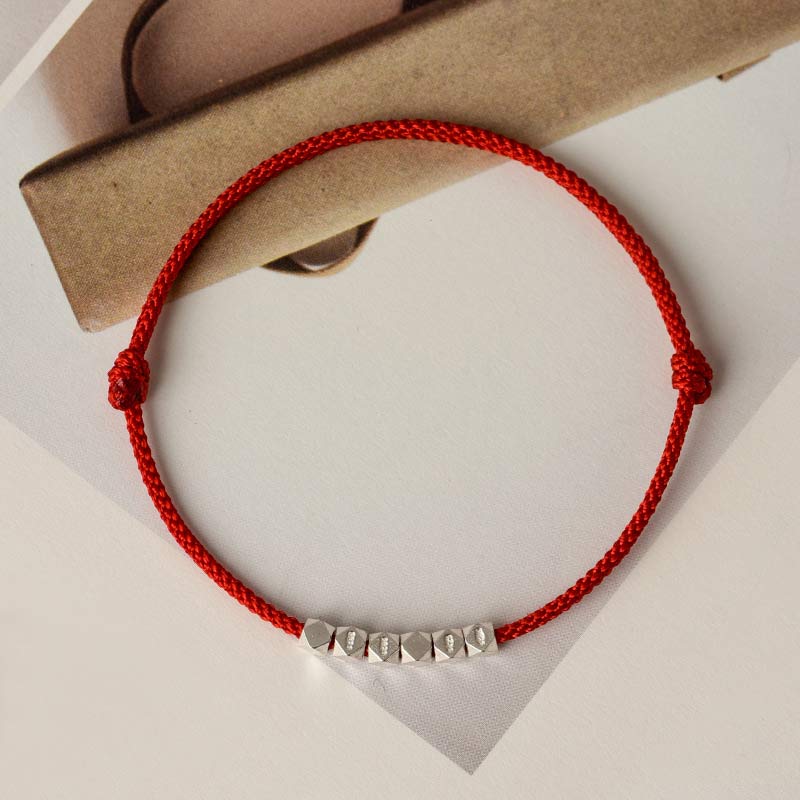 Carmiora Fußkettchen aus 925er-Sterlingsilber, rote Schnur, geflochtenes Armband