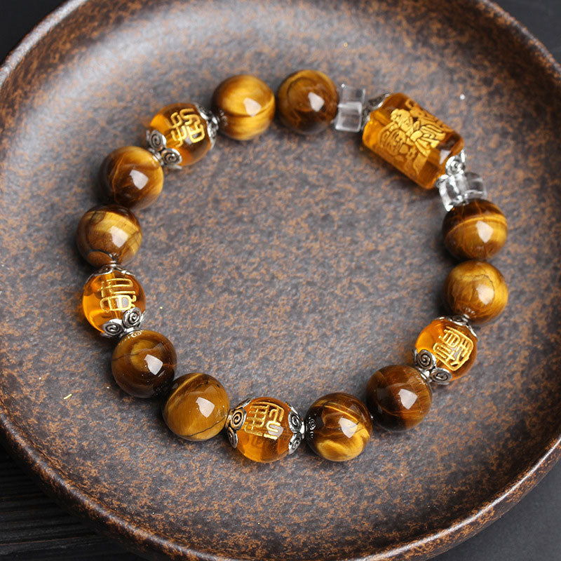 Carmiora Tigerauge-Perlen-Glücks- und Wohlstandsarmband