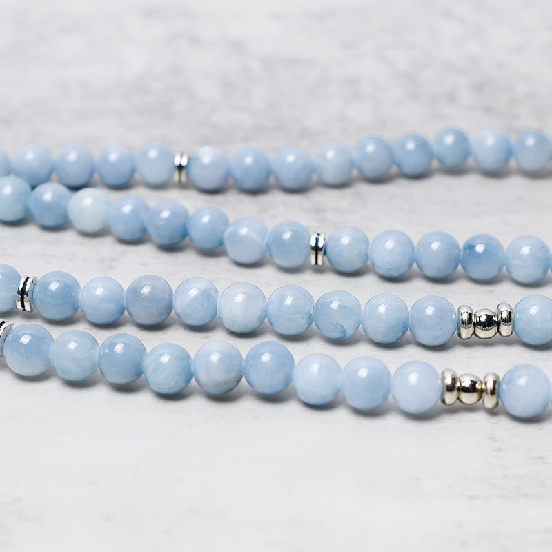 Carmiora 108 Mala Perlen Aquamarin Heilarmband