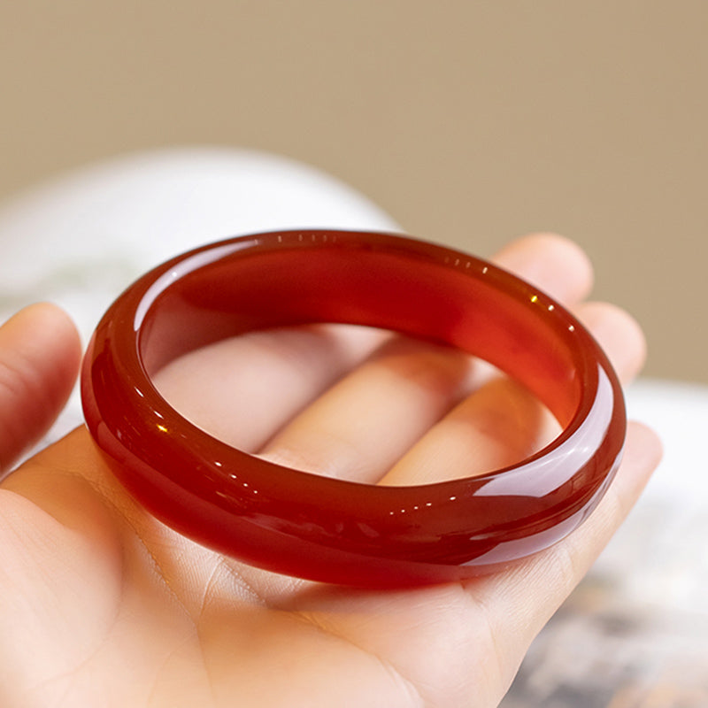 Carmiora Natürlicher roter Achat-Vertrauensarmband-Armreif