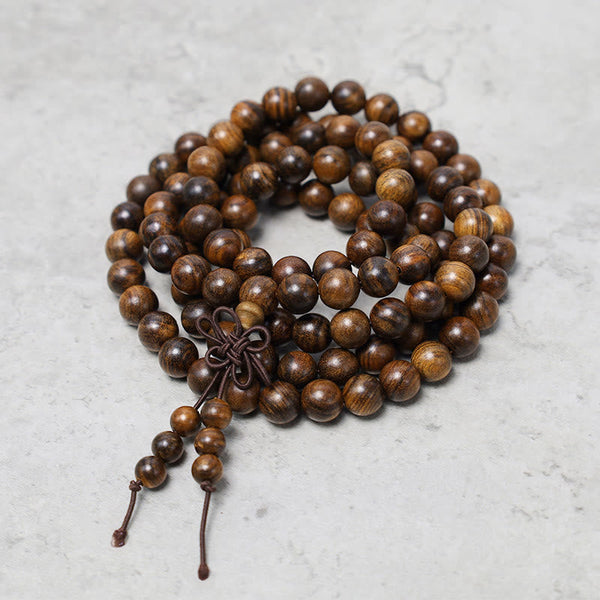 Carmiora 108 Mala Perlen Armband Gebet Meditation Sandelholz Elastisch