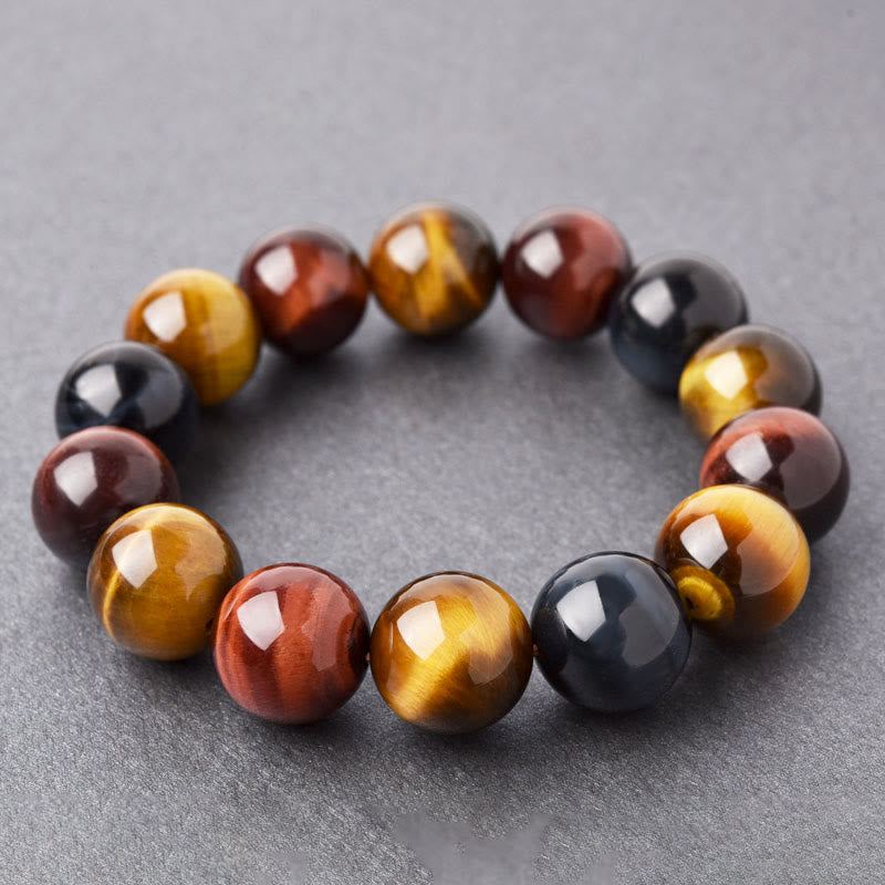 Carmiora Natürliches Tigerauge-Positive-Schutz-Armband