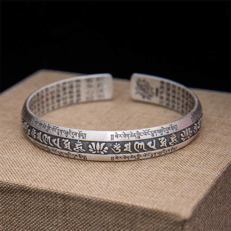 Carmiora Om Mani Padme Hum Herz Sutra Mantra Lotus Peace Meditation Manschettenarmband Armreif