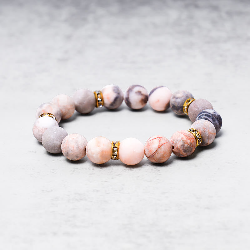 Carmiora Angst Stress Heilung Kristall Zebra Jaspis Perlenarmband