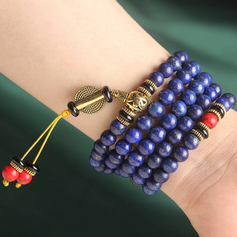 Carmiora Tibetisches Mala Lapislazuli Positives Armband