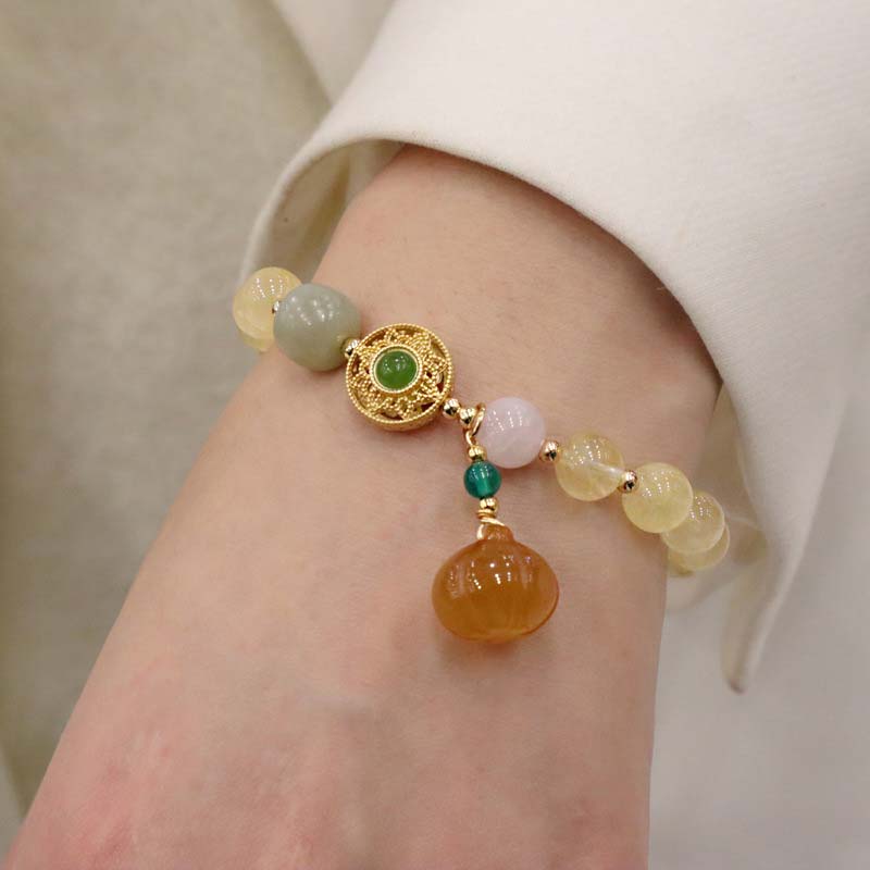 Carmiora natürliches Citrin-Jade-Blessing-Glücks-Kürbis-Charm-Armband