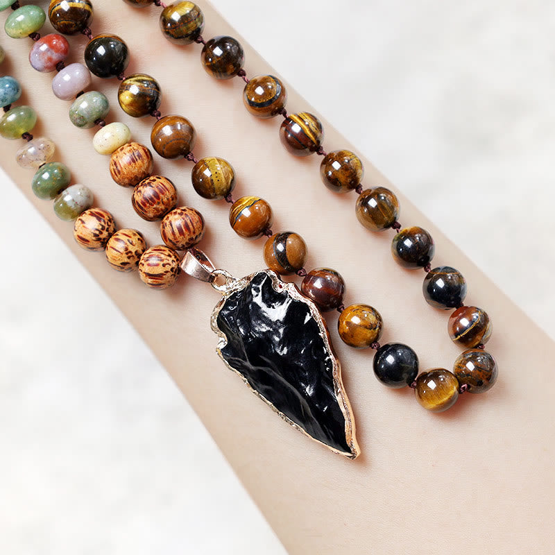 Carmiora Tigerauge Pfeil Mut Halskette