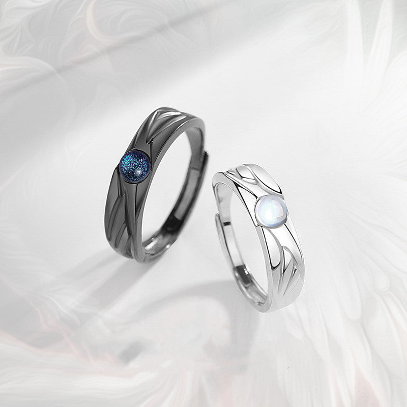 Carmiora Angel Devil Moonstone Charming Love Verstellbarer Paarring