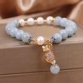 Carmiora Aquamarin-Perlen-Glücksbeutel-Charm-Armband