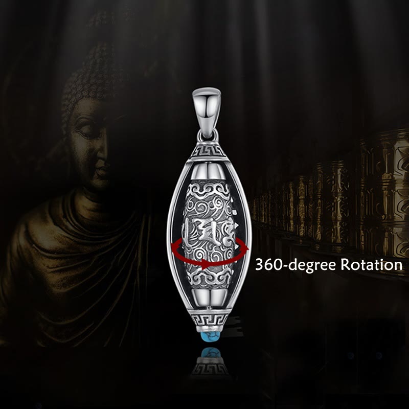 Carmiora Tibet Om Mani Padme Hum Schutz Halskette Drehbarer Anhänger