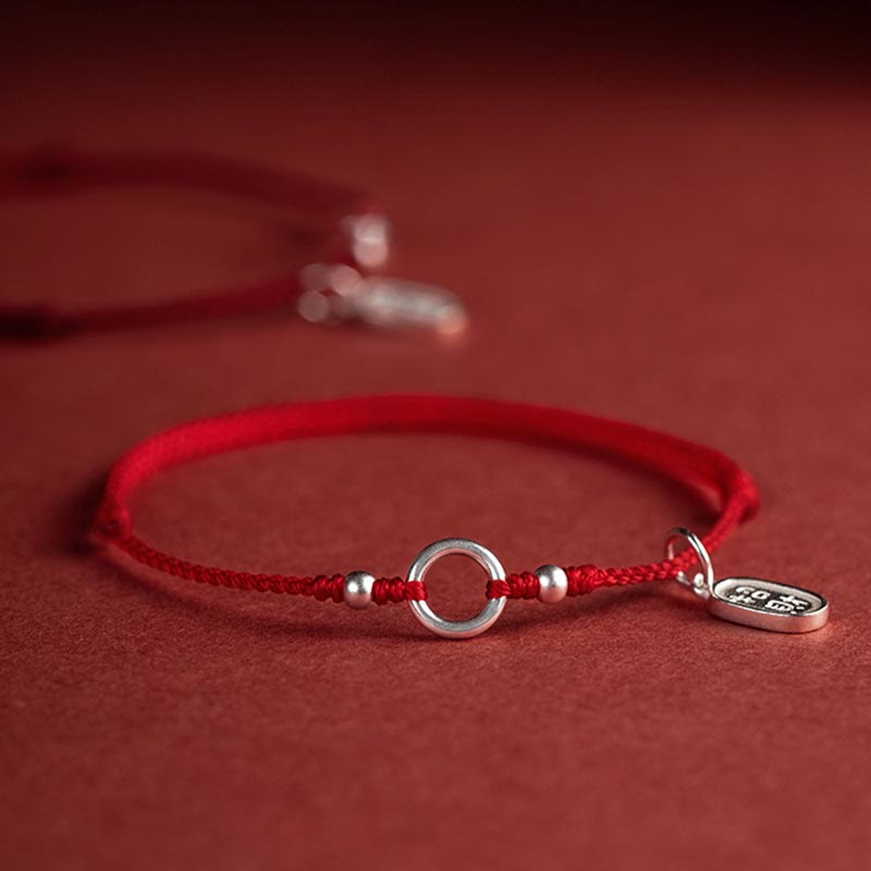Carmiora Armband aus 925er-Sterlingsilber, Glück, Glück, Frieden, Freude, Lotus, Frieden, Schnalle, rote Schnur