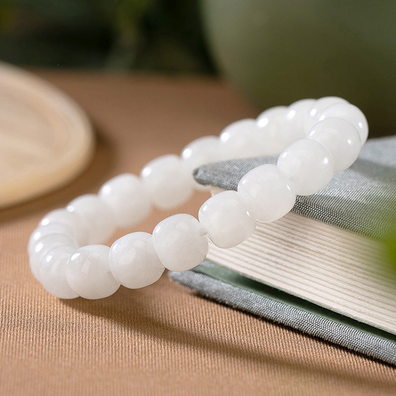 Carmiora Hetian Glückssegen-Armband aus weißer Jade