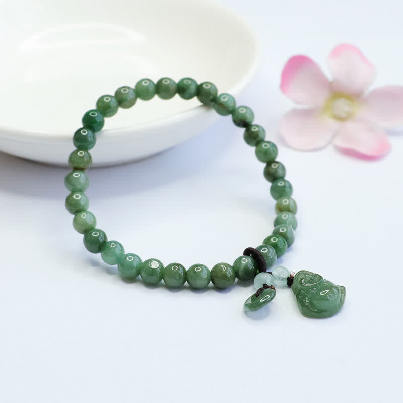 Carmiora Lachender Buddha Cyan Jade Heilarmband