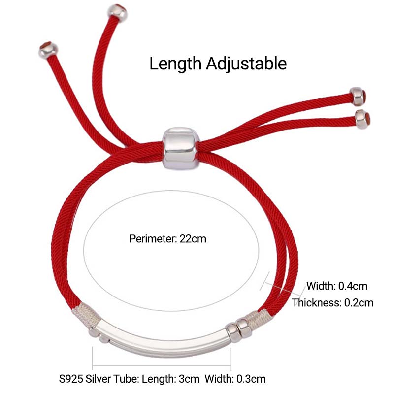 Carmiora-Armband aus 925er-Sterlingsilber mit roter Schnur und geschichtetem Zopf
